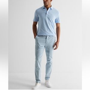 NWOT Express Solid Embroidered Logo Moisture Wicking Luxe Pique Polo | Large